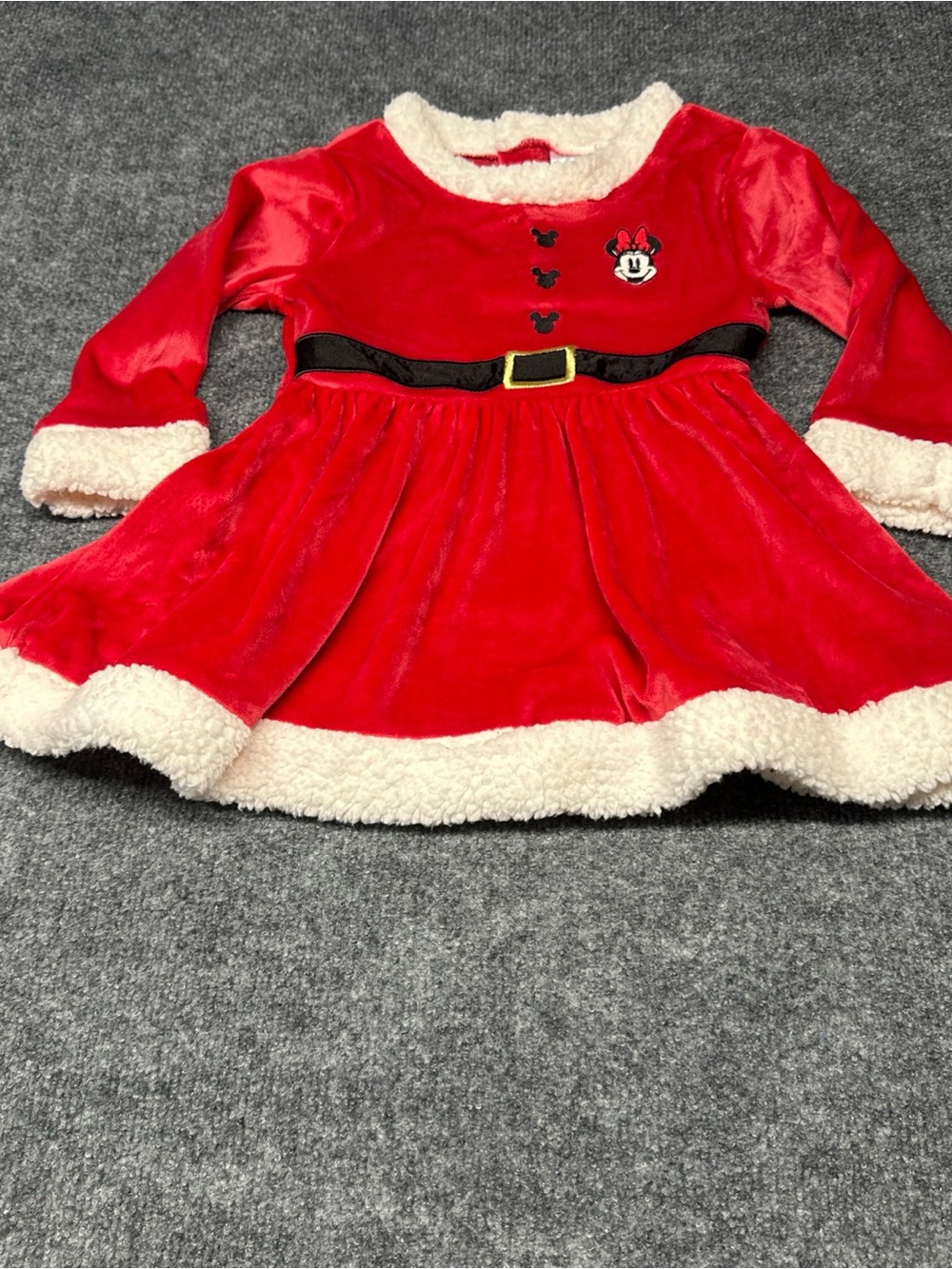 Disney Minnie Mouse Red Velvet Holiday Dress with Cream Trim